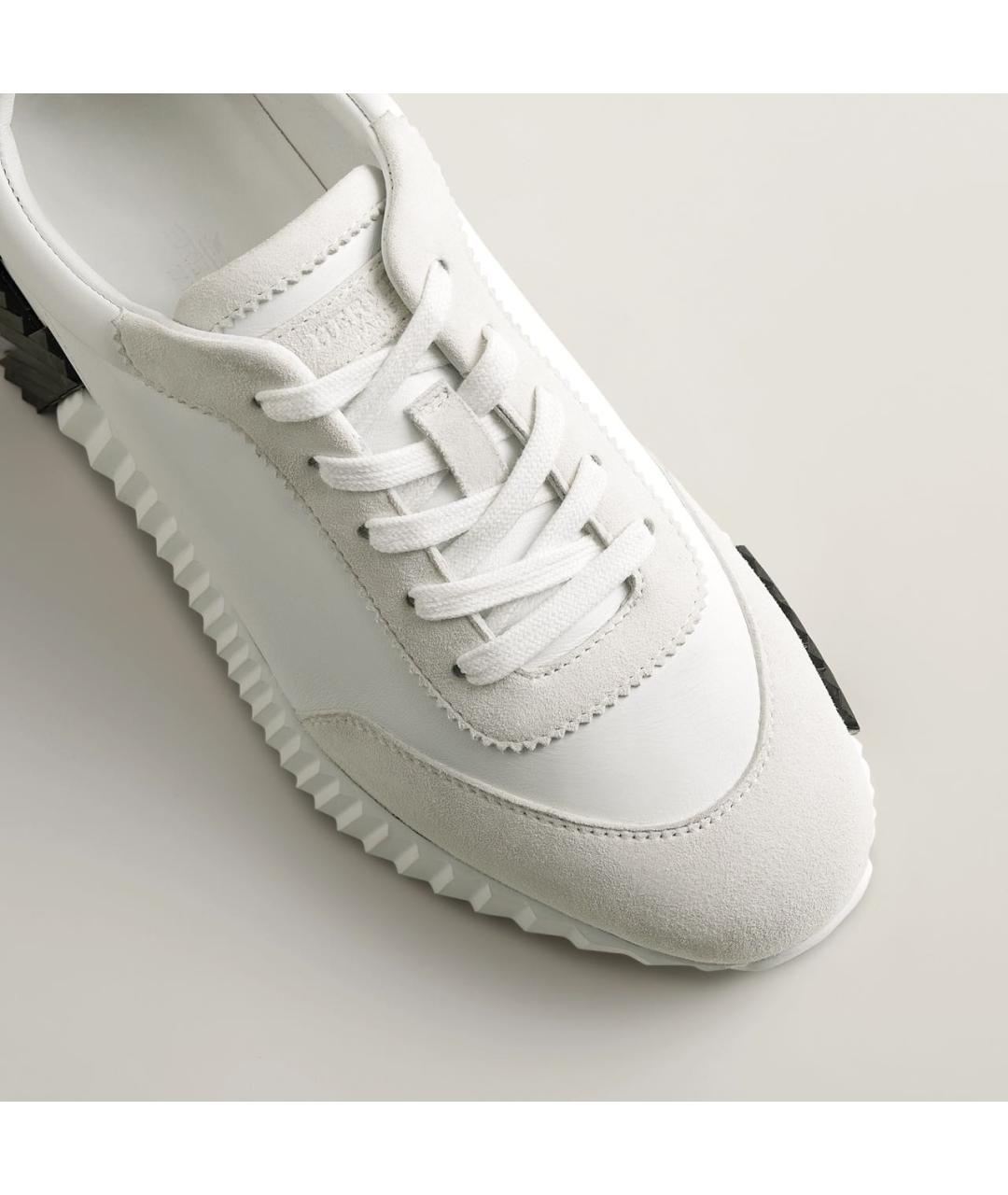 HERMES Белые кожаные кроссовки, фото 5