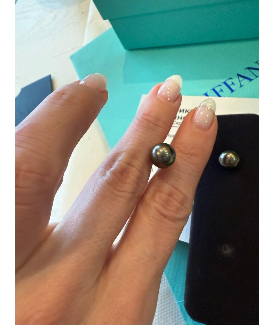 TIFFANY&CO Зеленые серьги из белого золота, фото 4