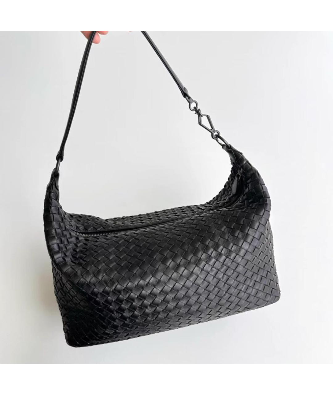 BOTTEGA VENETA Черная кожаная сумка через плечо, фото 5