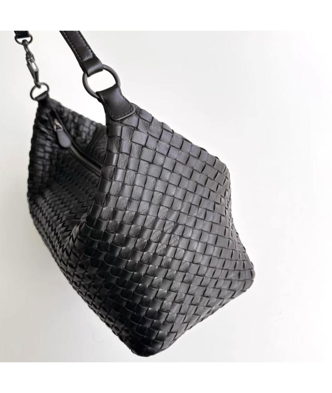 BOTTEGA VENETA Черная кожаная сумка через плечо, фото 3