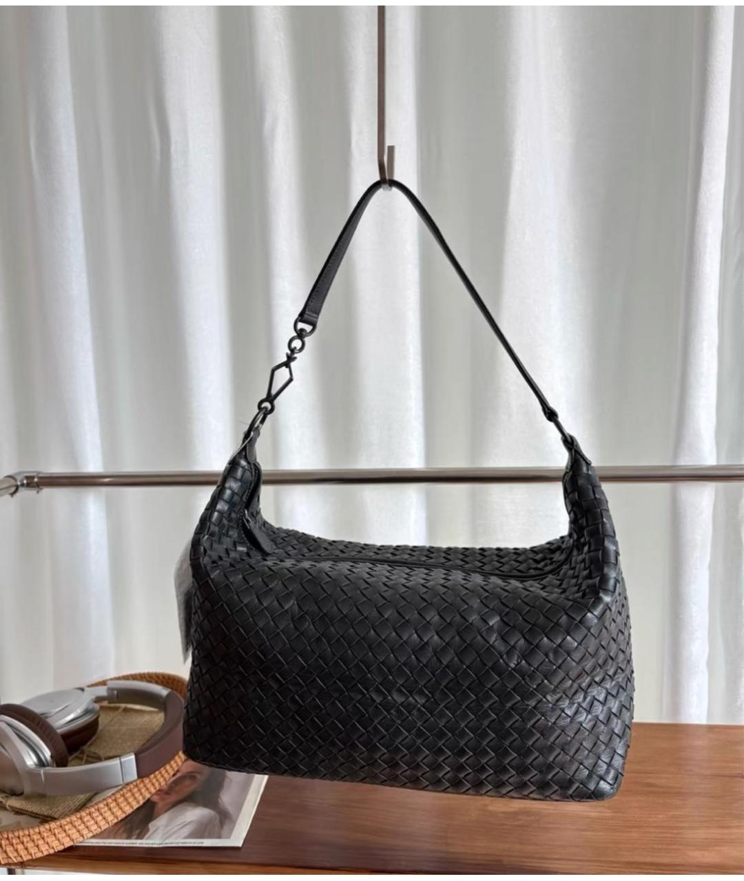 BOTTEGA VENETA Черная кожаная сумка через плечо, фото 2