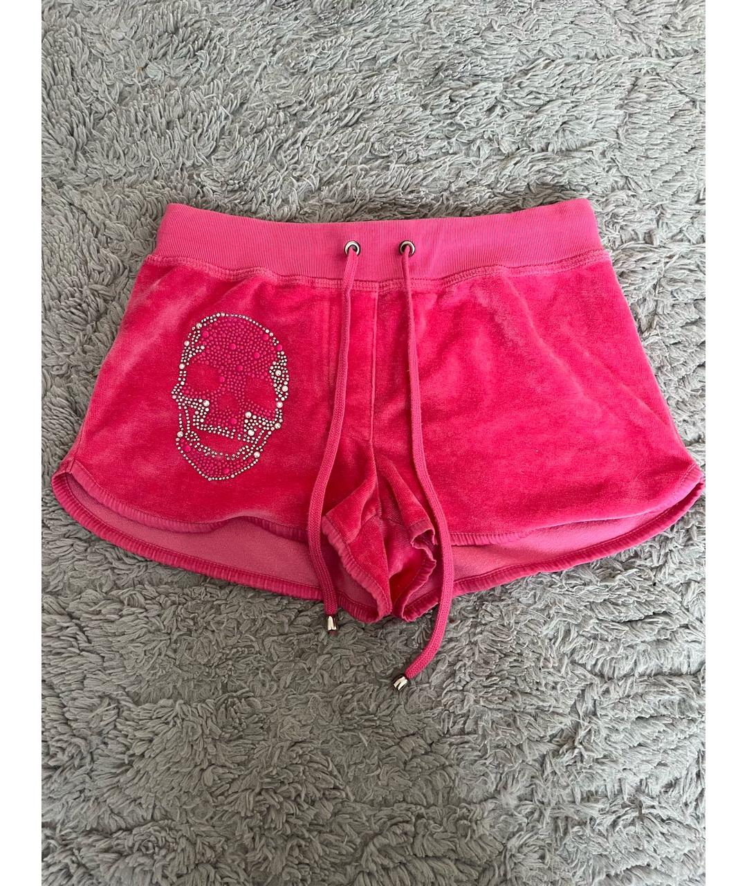 PHILIPP PLEIN Розовые велюровые шорты, фото 4