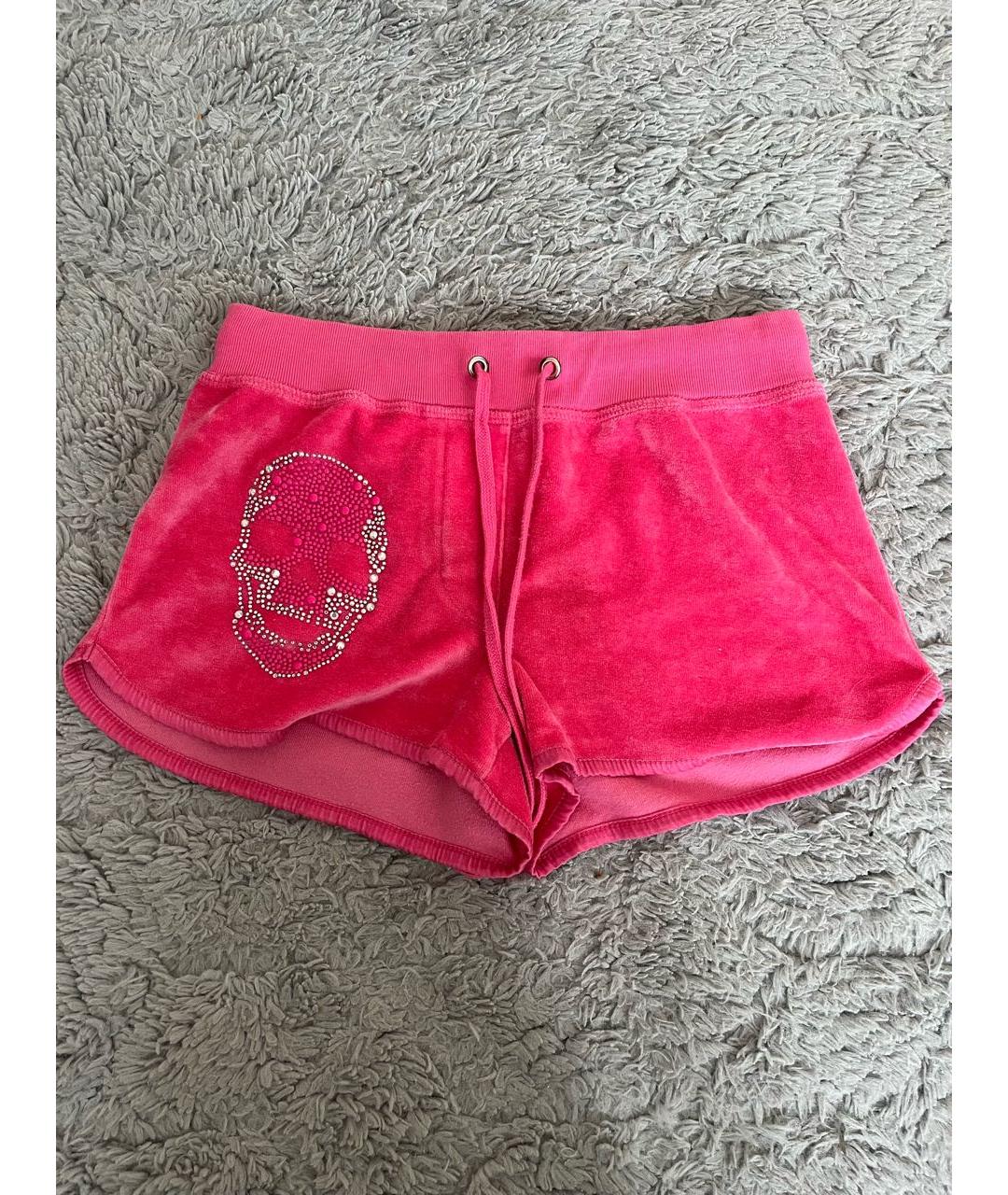 PHILIPP PLEIN Розовые велюровые шорты, фото 2