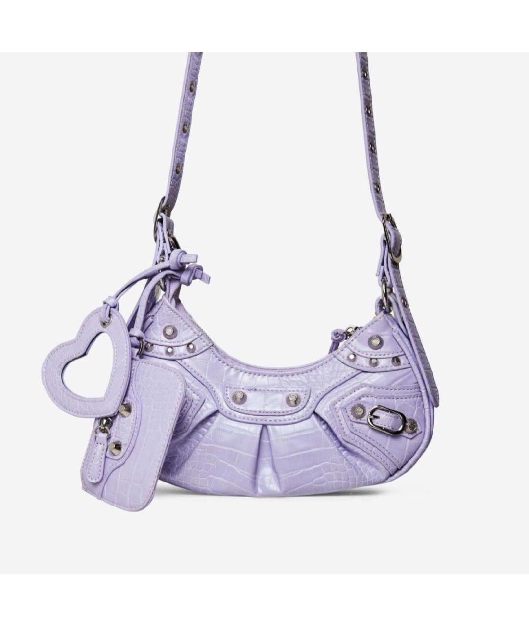 BALENCIAGA Фиолетовая кожаная сумка через плечо, фото 9