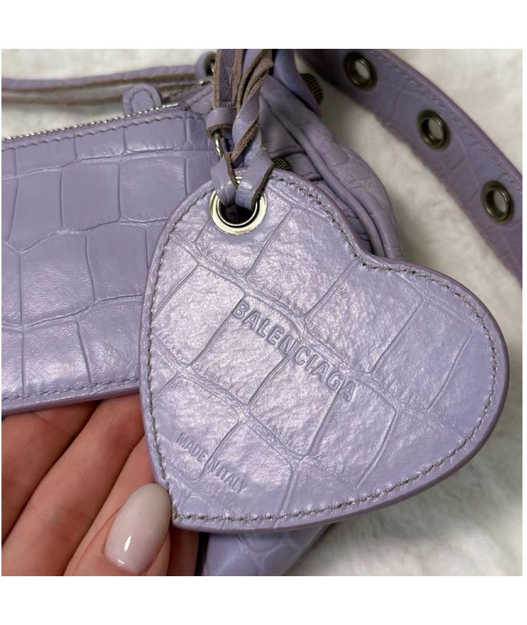 BALENCIAGA Фиолетовая кожаная сумка через плечо, фото 6