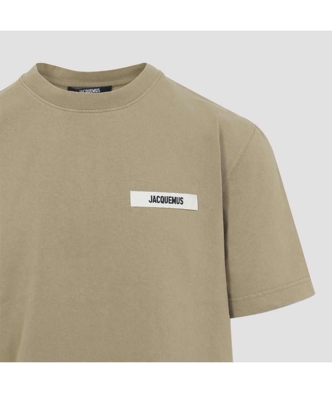 JACQUEMUS Бежевая хлопковая футболка, фото 4