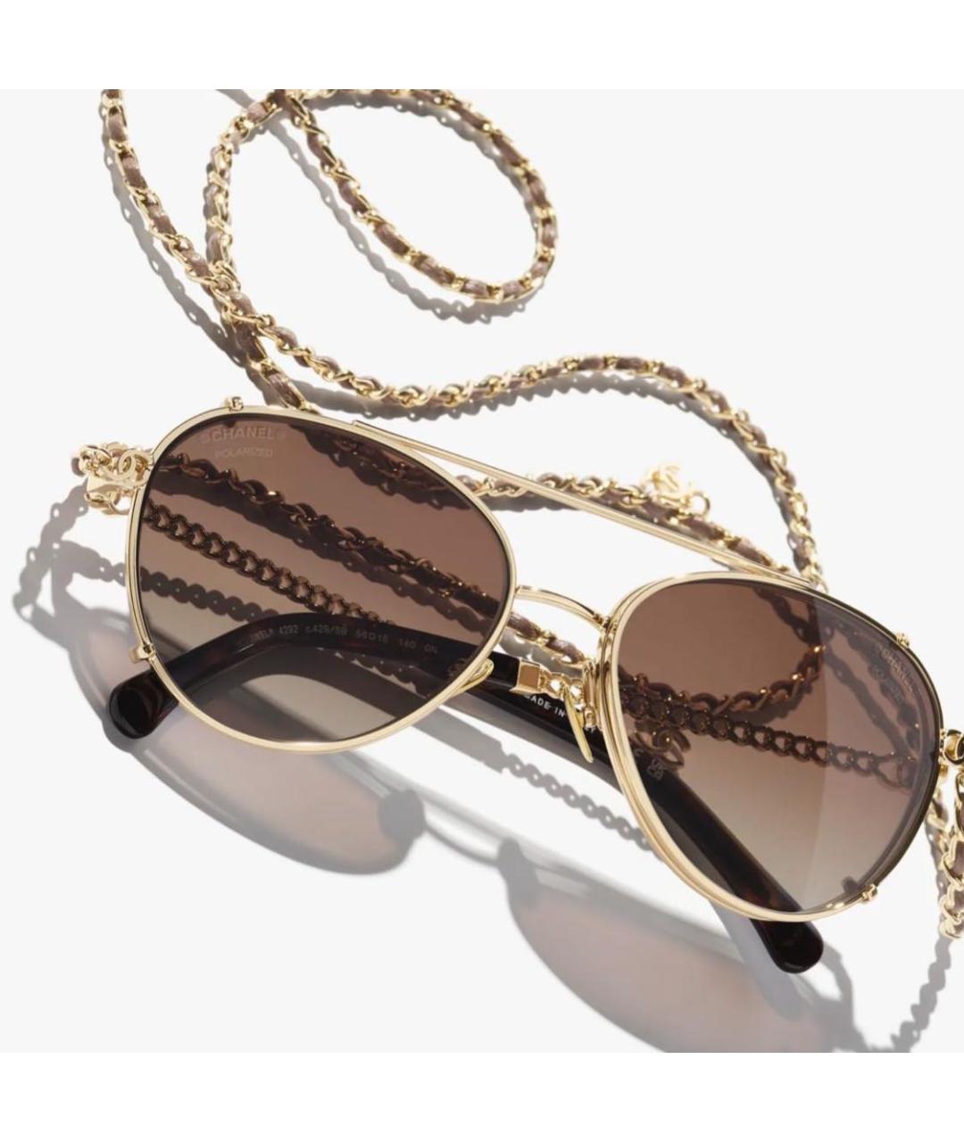 CHANEL Коричневые металлические солнцезащитные очки, фото 2