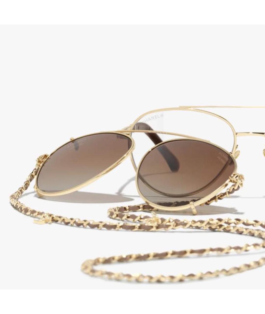 CHANEL Коричневые металлические солнцезащитные очки, фото 3
