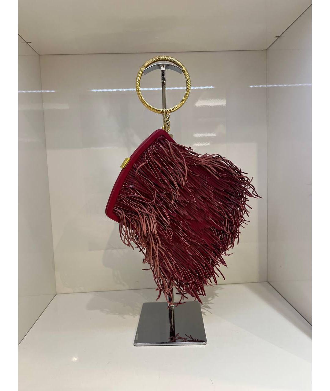 ROBERTO CAVALLI Бордовая тканевая сумка с короткими ручками, фото 4