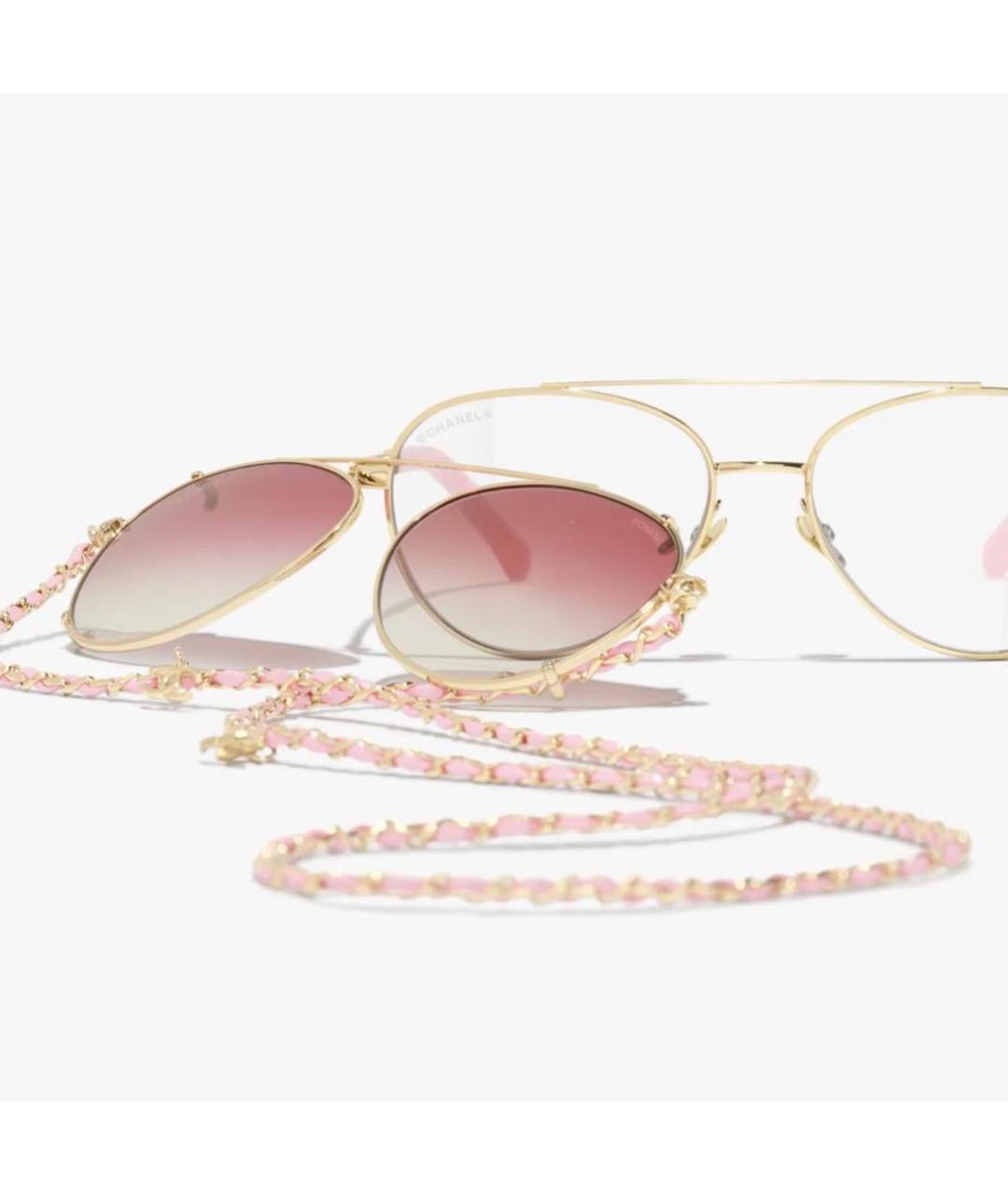 CHANEL Розовые металлические солнцезащитные очки, фото 3