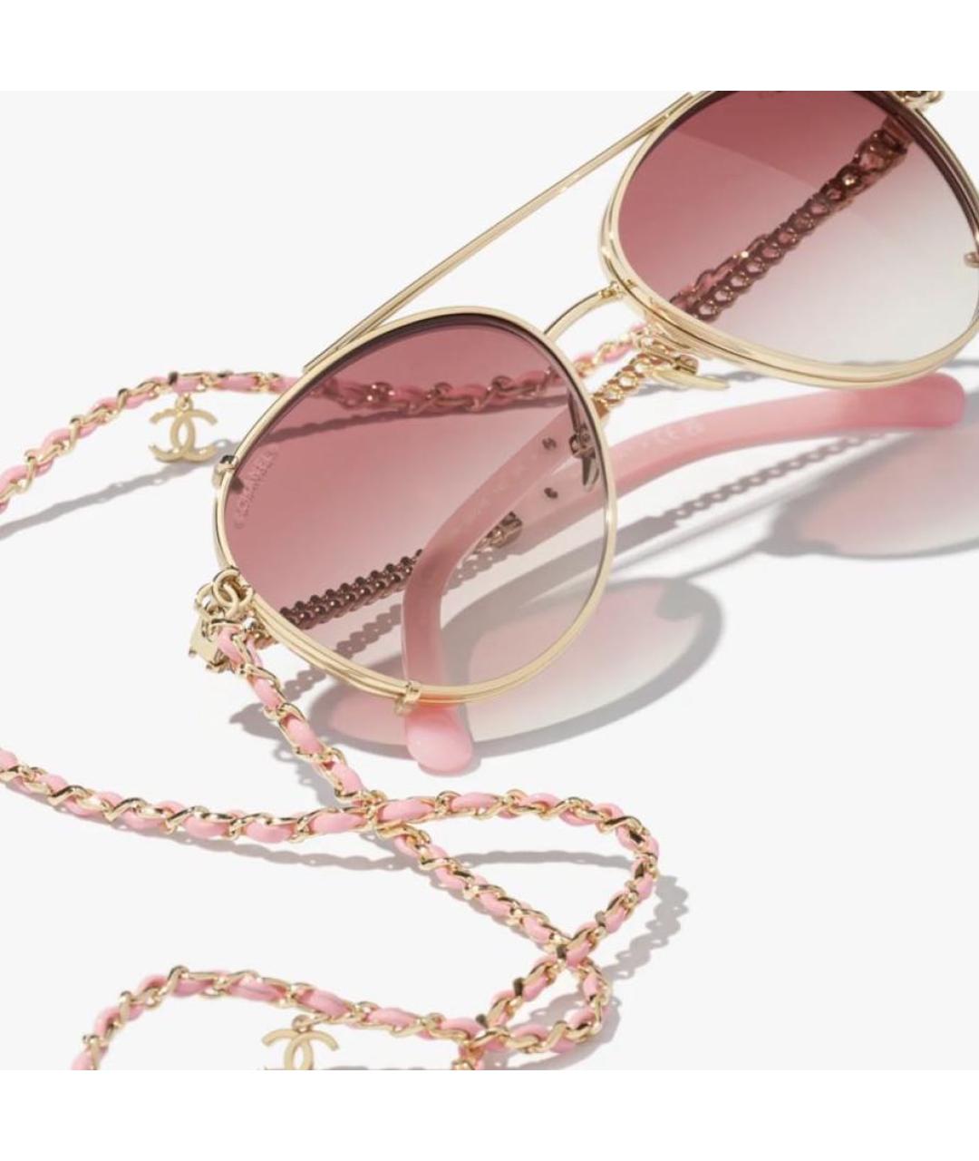 CHANEL Розовые металлические солнцезащитные очки, фото 2