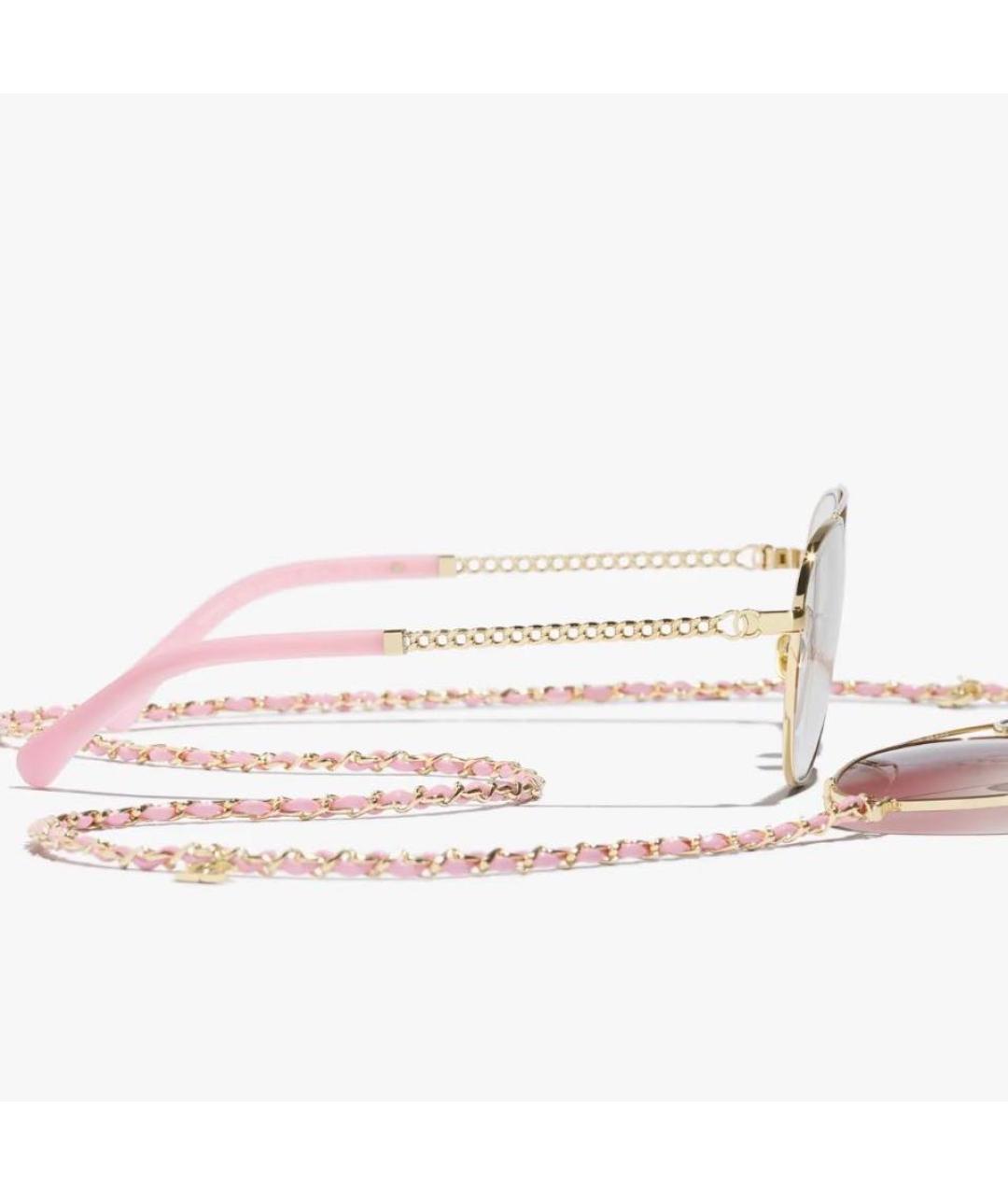 CHANEL Розовые металлические солнцезащитные очки, фото 4