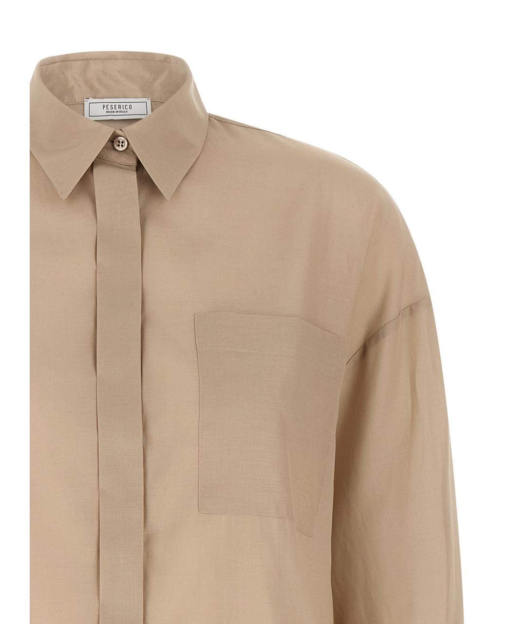 PESERICO Бежевая шелковая рубашка, фото 3