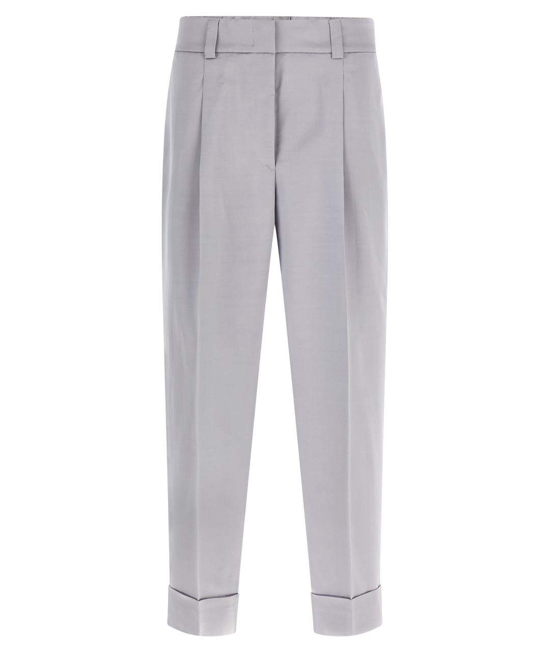 PESERICO Серые вискозные прямые брюки, фото 1