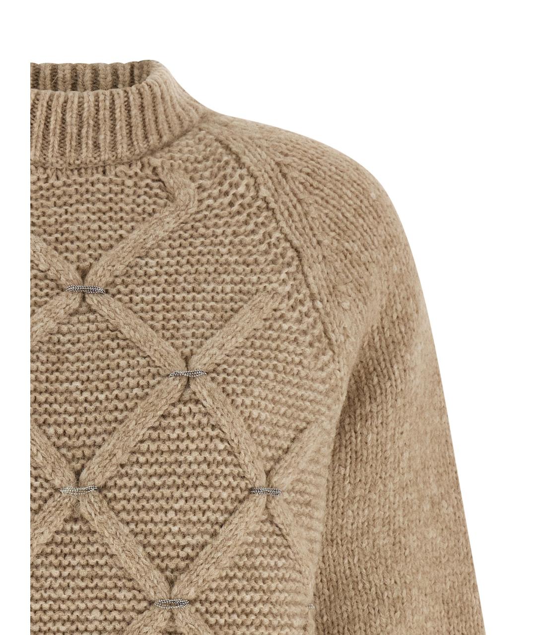 PESERICO Бежевый шерстяной джемпер / свитер, фото 3