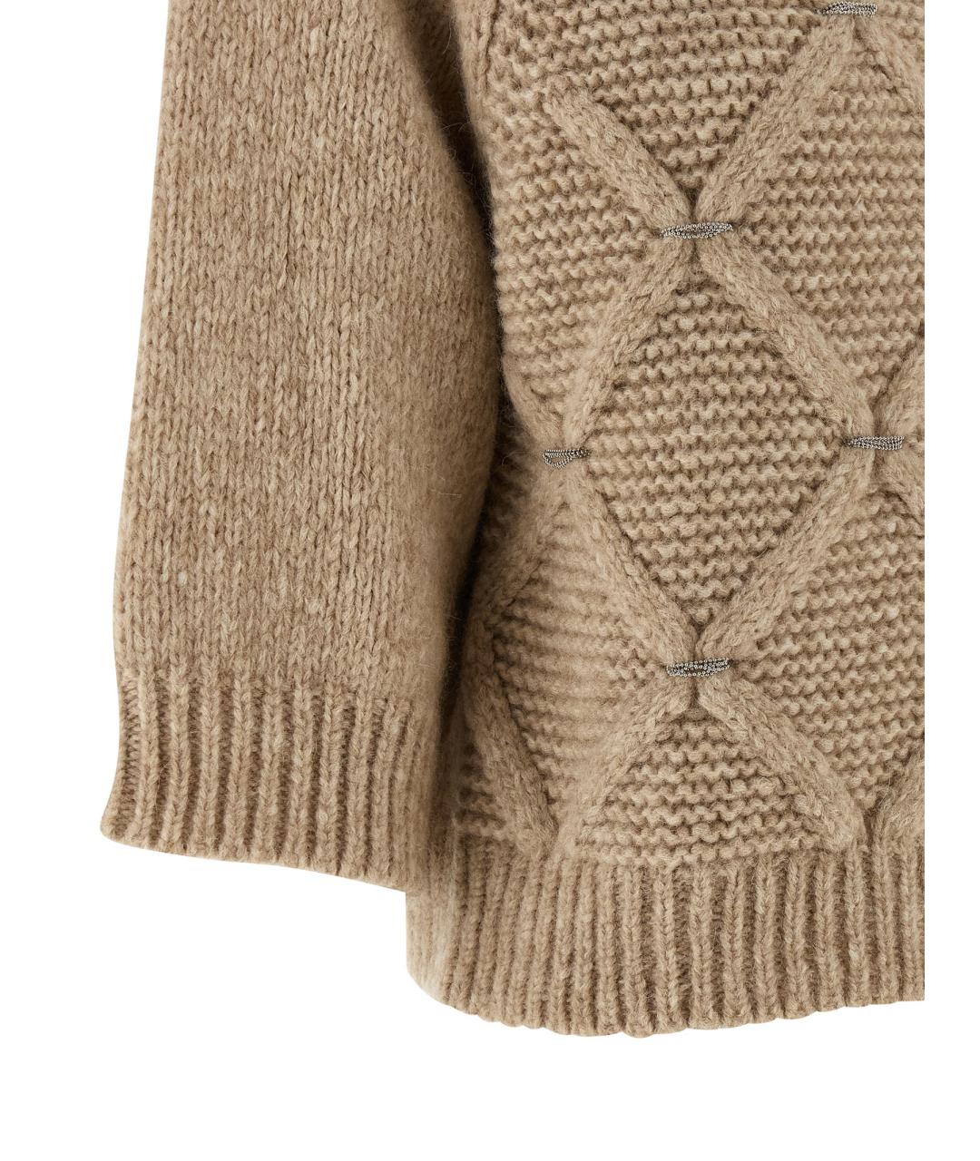 PESERICO Бежевый шерстяной джемпер / свитер, фото 4