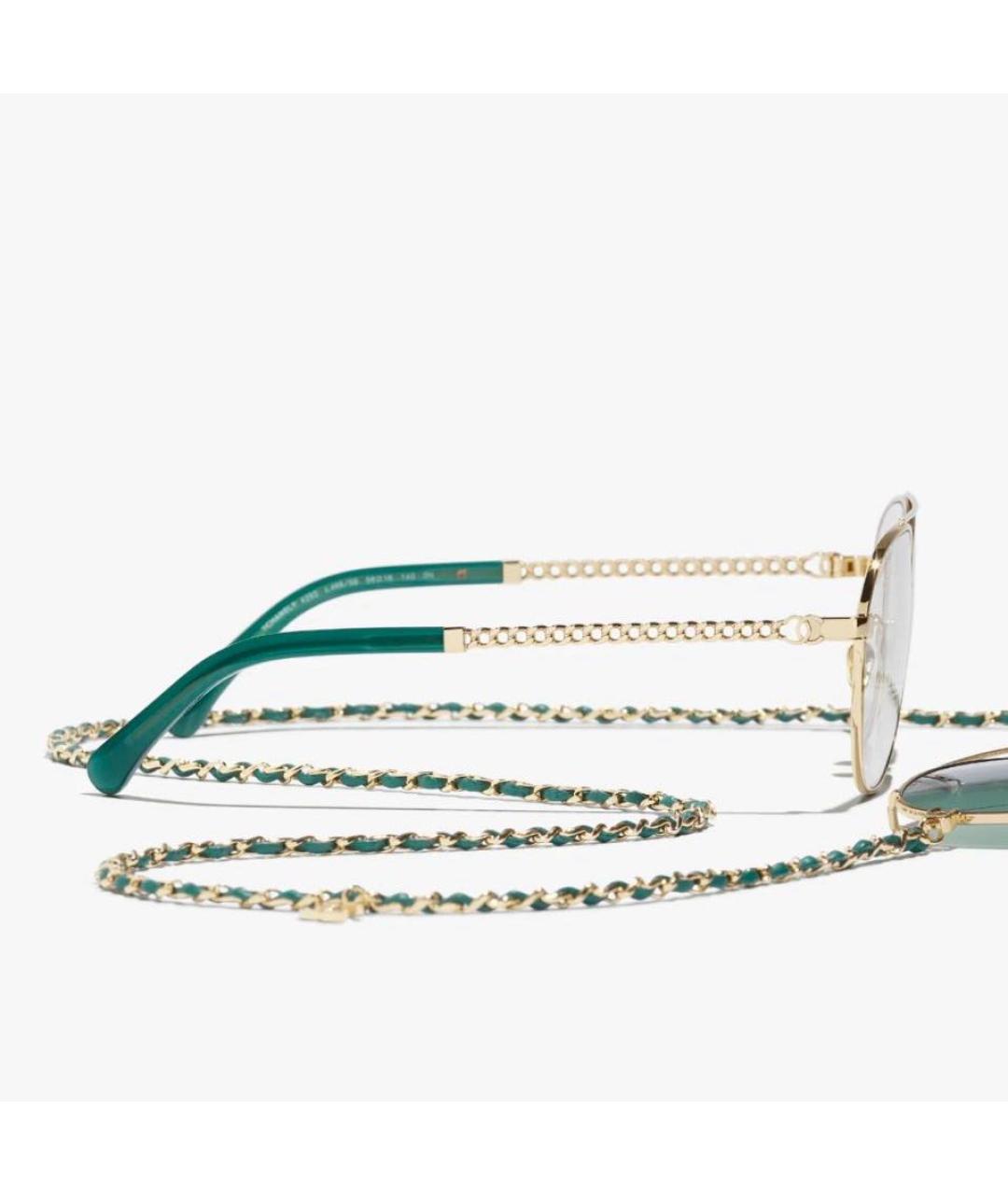 CHANEL Зеленые металлические солнцезащитные очки, фото 3