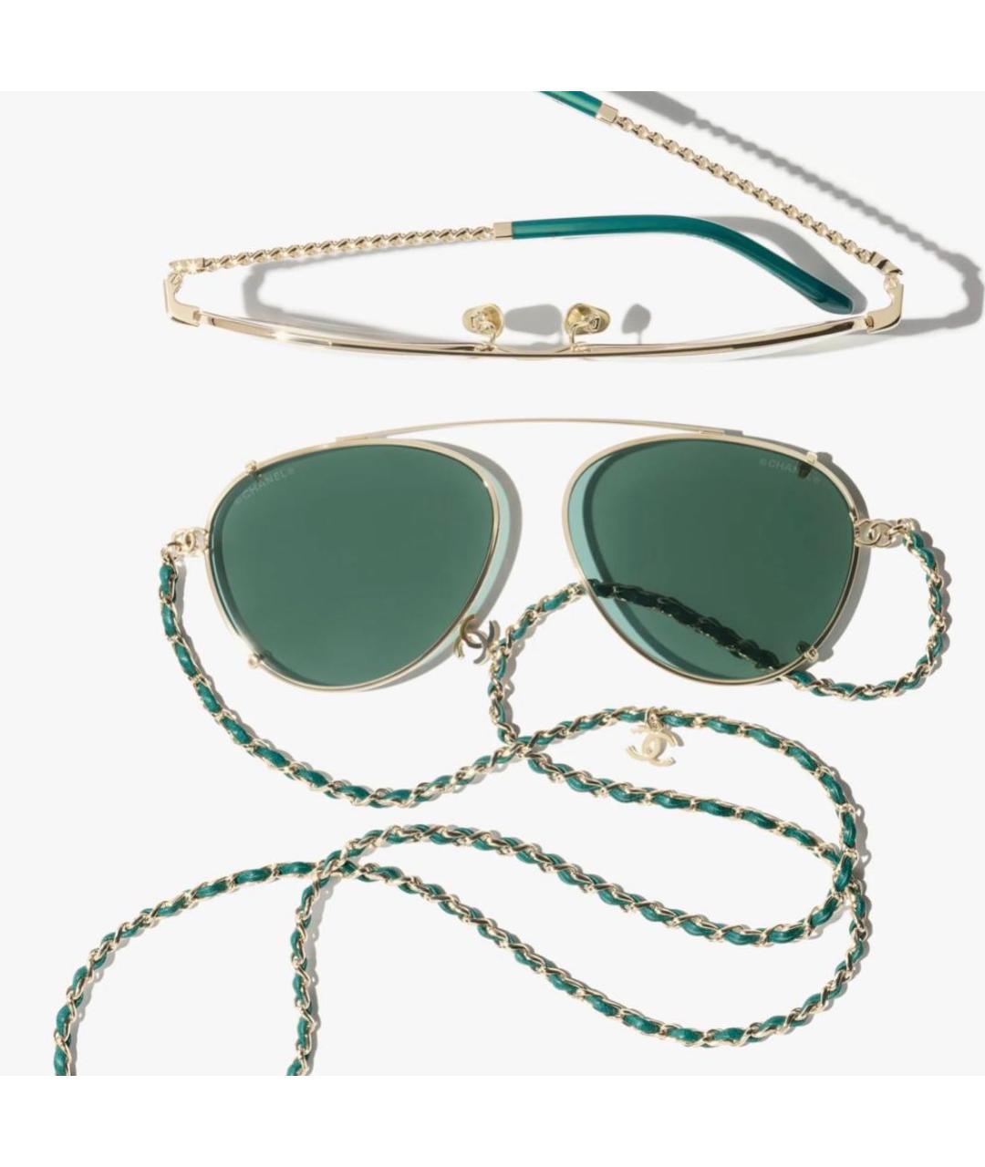 CHANEL Зеленые металлические солнцезащитные очки, фото 2