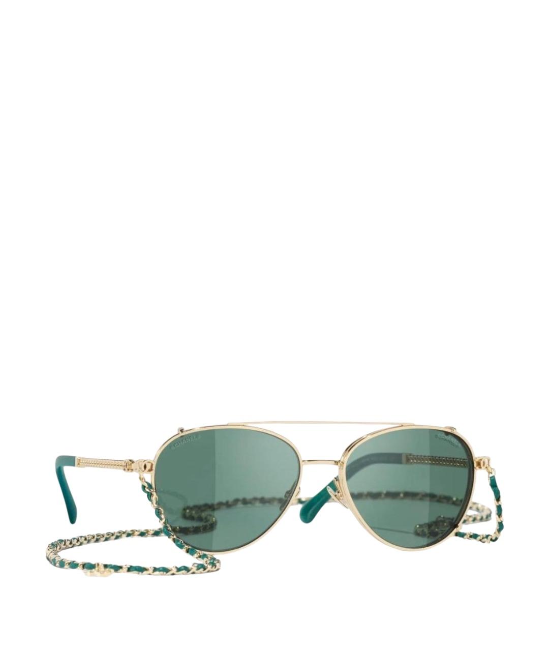 CHANEL Зеленые металлические солнцезащитные очки, фото 1