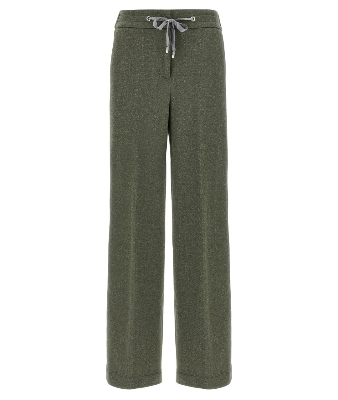 PESERICO Зеленые вискозные прямые брюки, фото 1