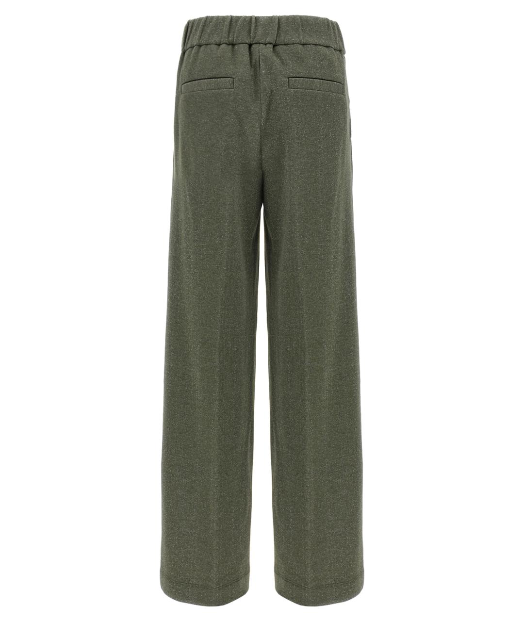 PESERICO Зеленые вискозные прямые брюки, фото 2