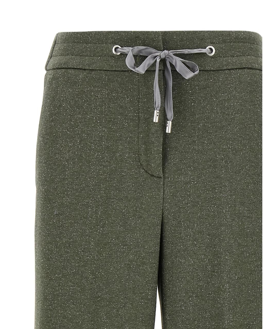 PESERICO Зеленые вискозные прямые брюки, фото 3