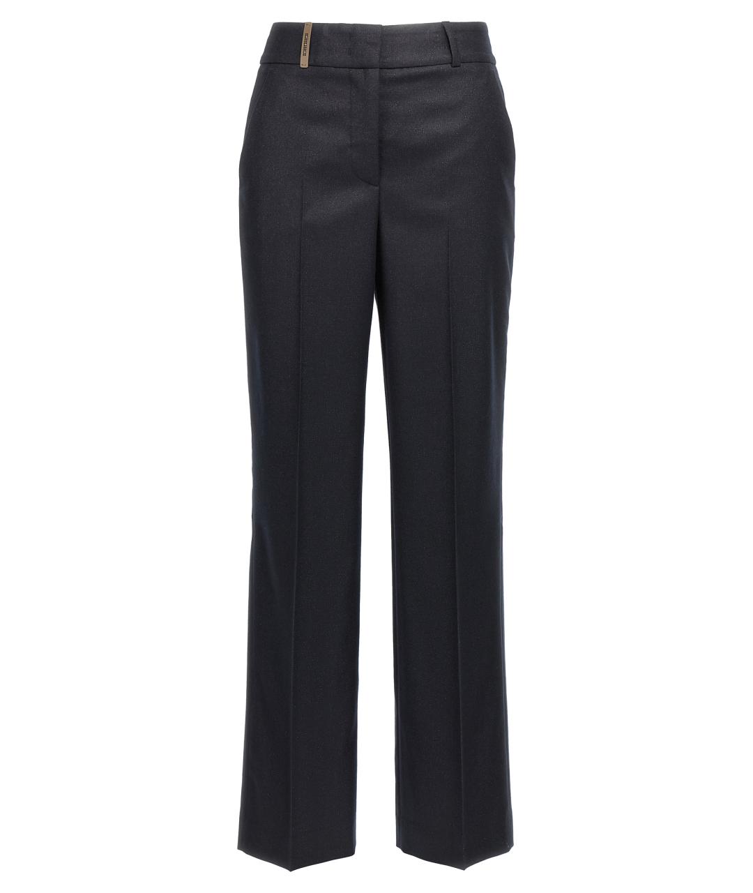 PESERICO Синие шерстяные прямые брюки, фото 1