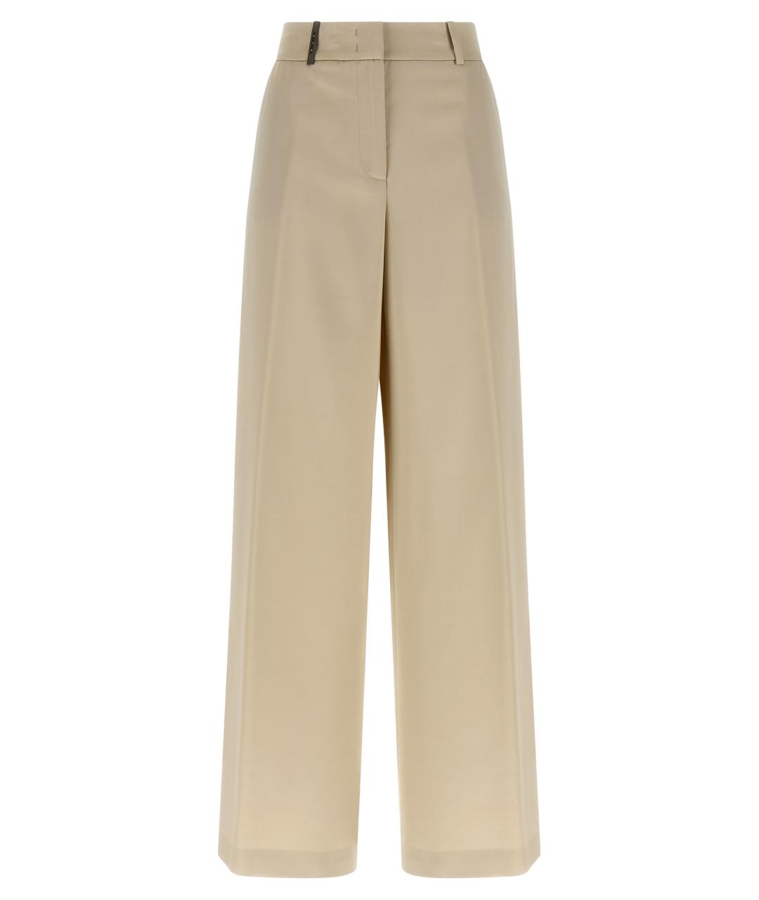 PESERICO Бежевые вискозные прямые брюки, фото 1