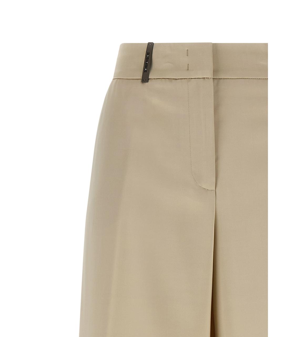 PESERICO Бежевые вискозные прямые брюки, фото 3