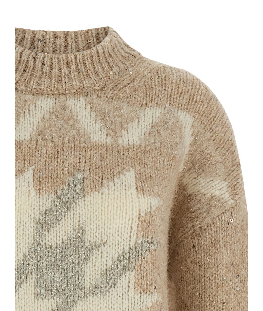 PESERICO Бежевый шерстяной джемпер / свитер, фото 3