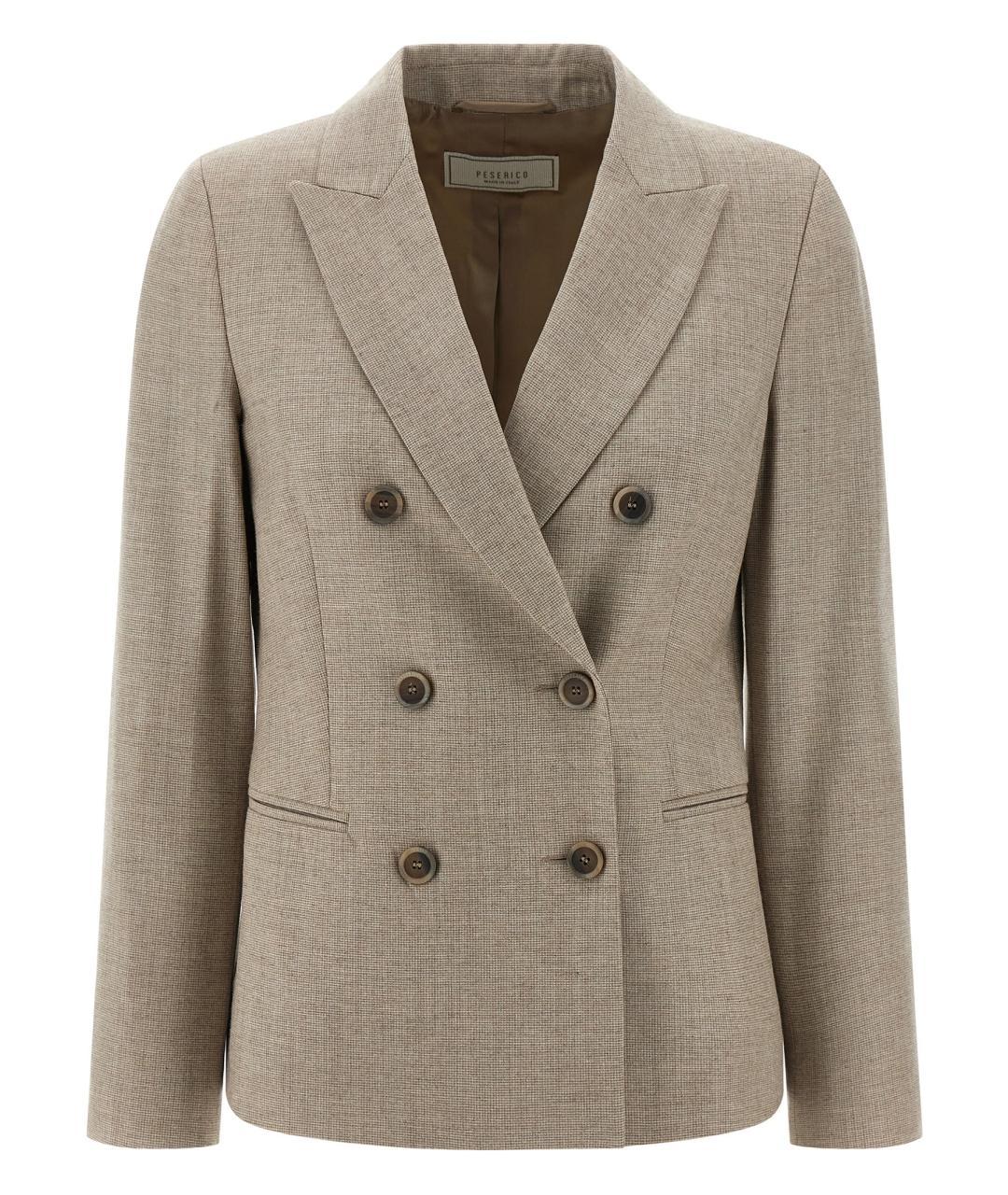 PESERICO Бежевый шерстяной жакет/пиджак, фото 1