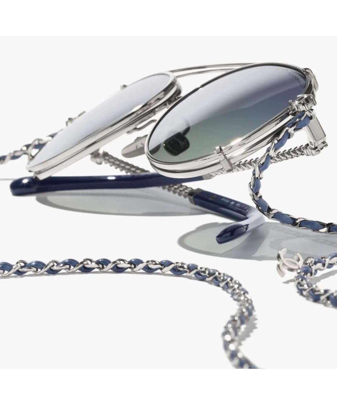 CHANEL Синие металлические солнцезащитные очки, фото 4