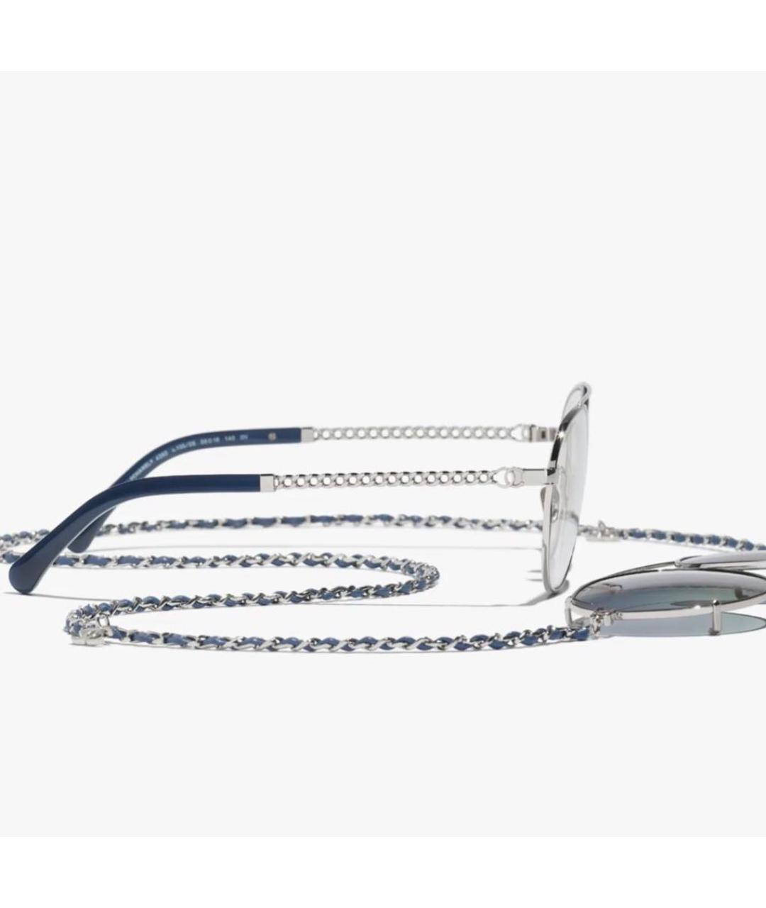 CHANEL Синие металлические солнцезащитные очки, фото 3