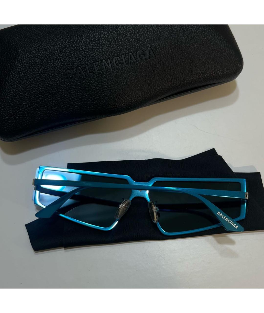 BALENCIAGA Бирюзовые пластиковые солнцезащитные очки, фото 2