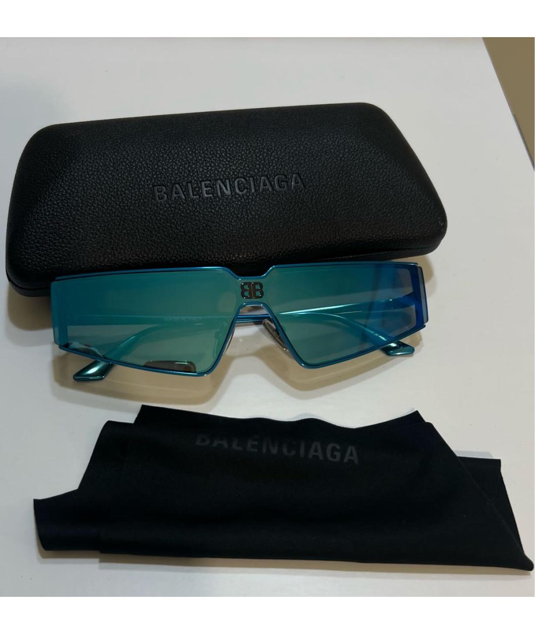 BALENCIAGA Бирюзовые пластиковые солнцезащитные очки, фото 4