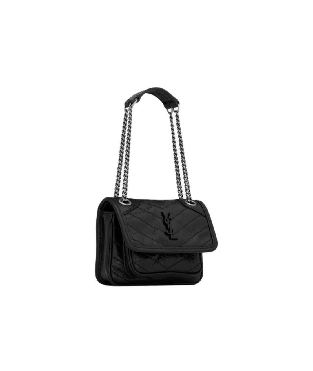 SAINT LAURENT Черная сумка через плечо из искусственной кожи, фото 2