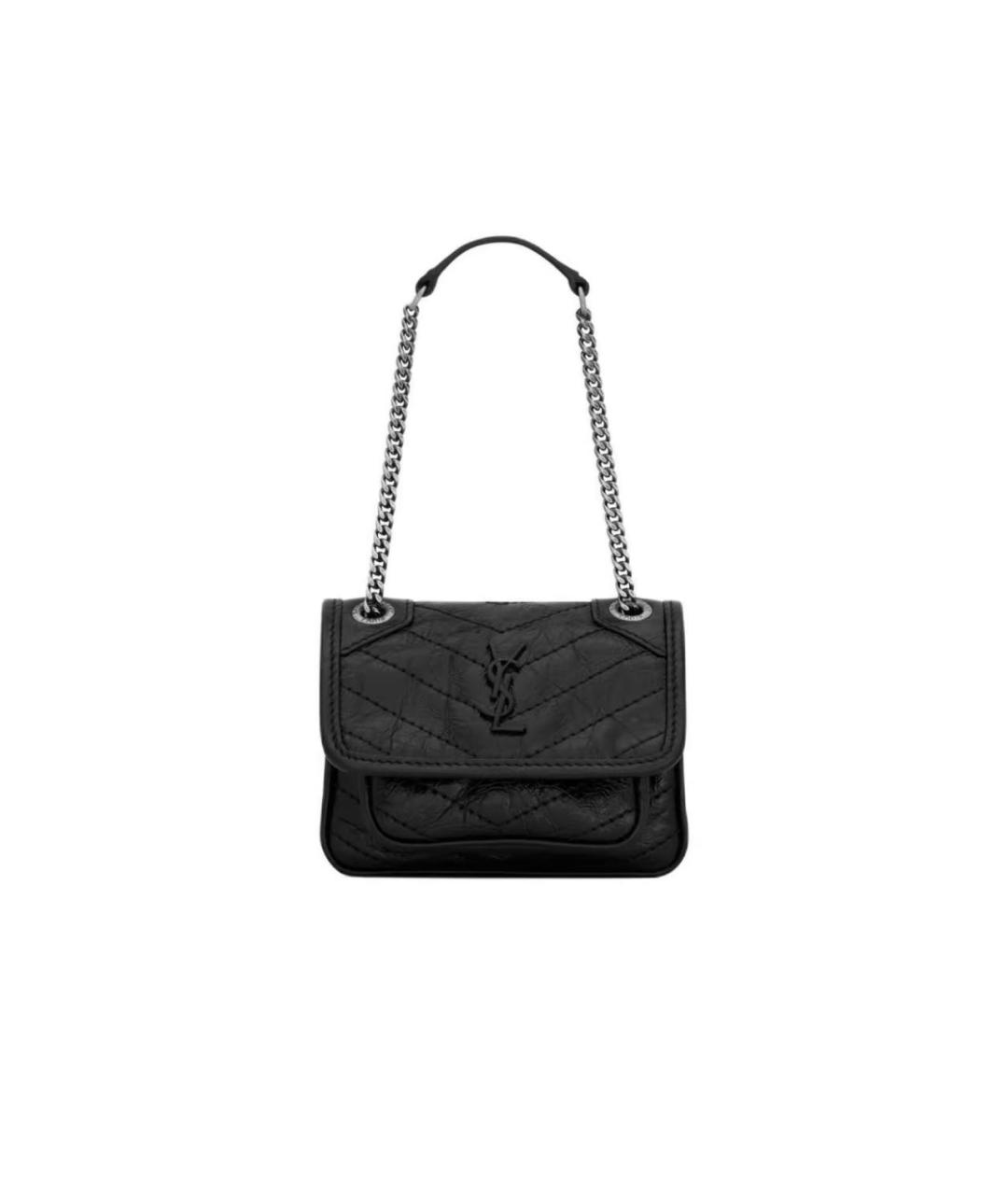 SAINT LAURENT Черная сумка через плечо из искусственной кожи, фото 5