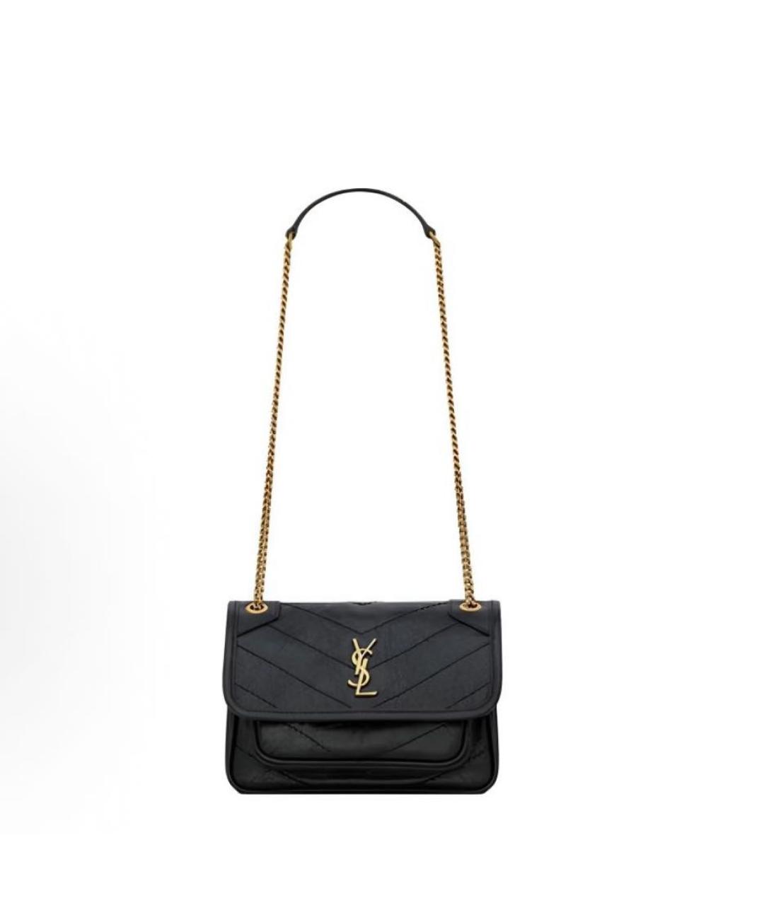 SAINT LAURENT Черная кожаная сумка через плечо, фото 5