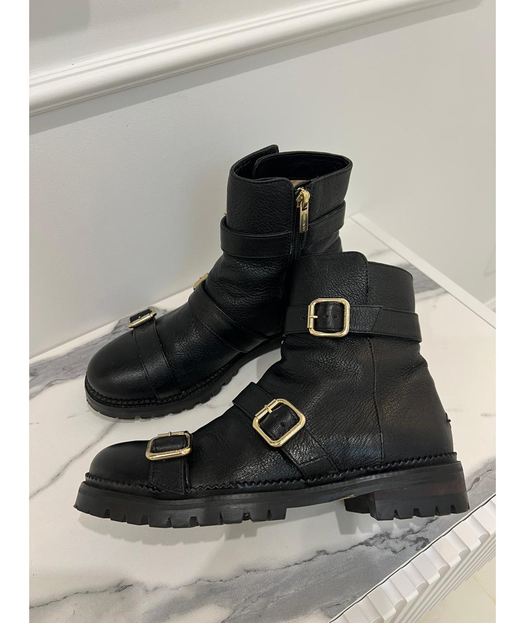 JIMMY CHOO Черные кожаные сапоги, фото 5