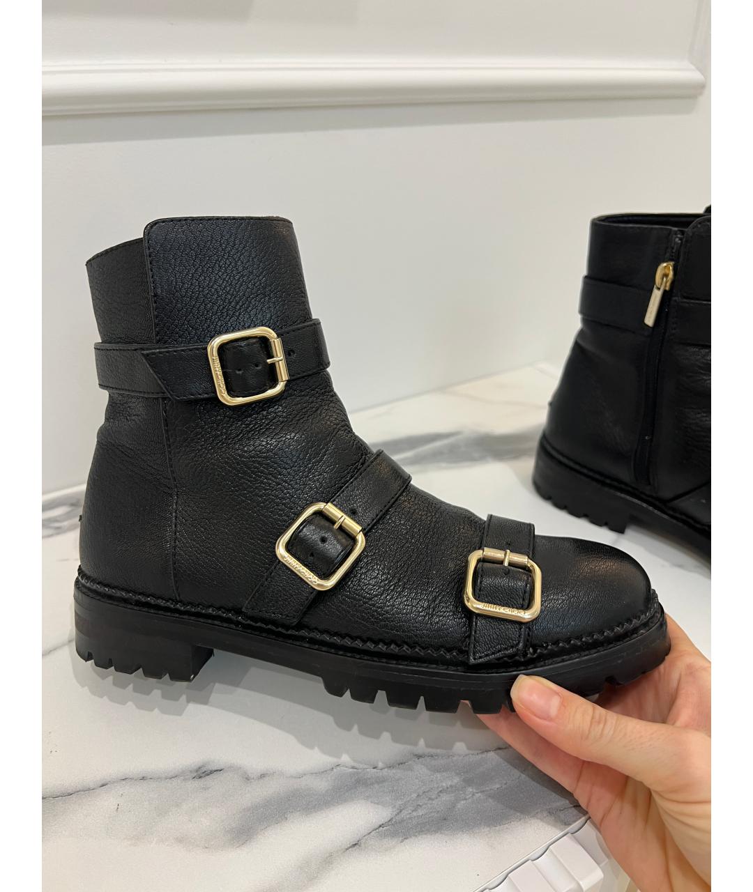 JIMMY CHOO Черные кожаные сапоги, фото 4
