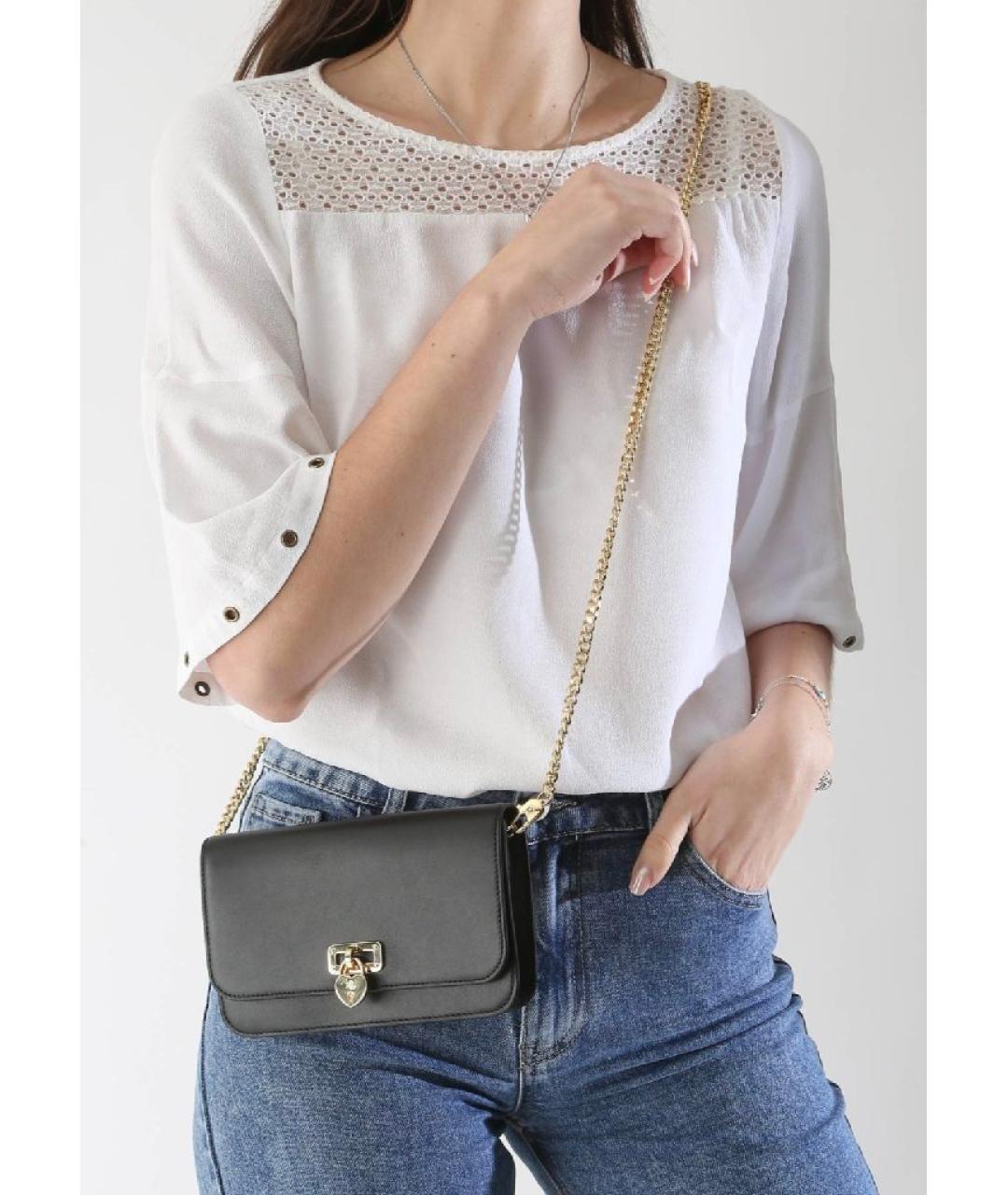 RALPH LAUREN Черная кожаная сумка через плечо, фото 5