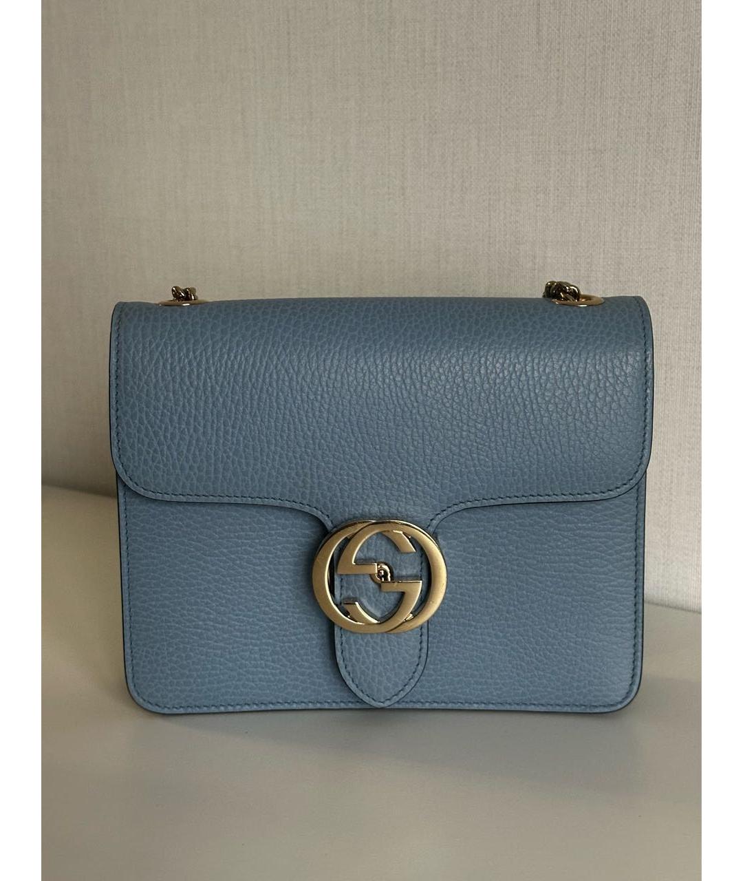 GUCCI Голубая кожаная сумка через плечо, фото 9
