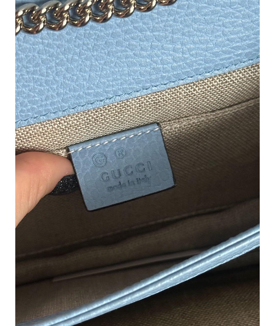 GUCCI Голубая кожаная сумка через плечо, фото 7