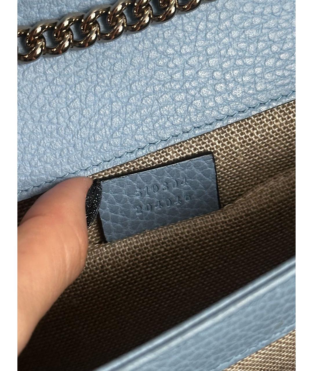 GUCCI Голубая кожаная сумка через плечо, фото 8