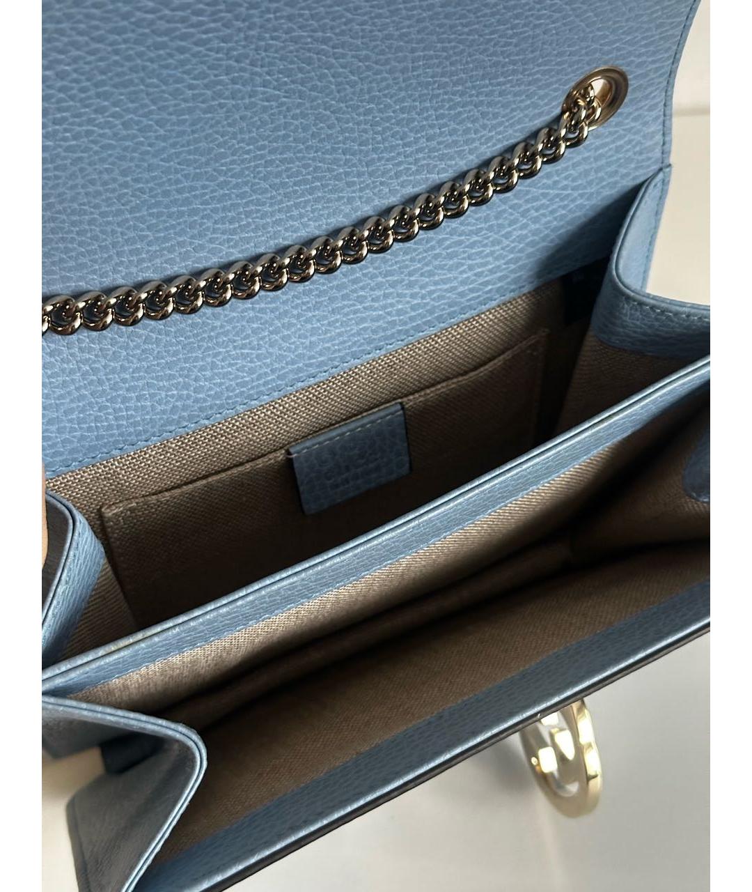 GUCCI Голубая кожаная сумка через плечо, фото 4