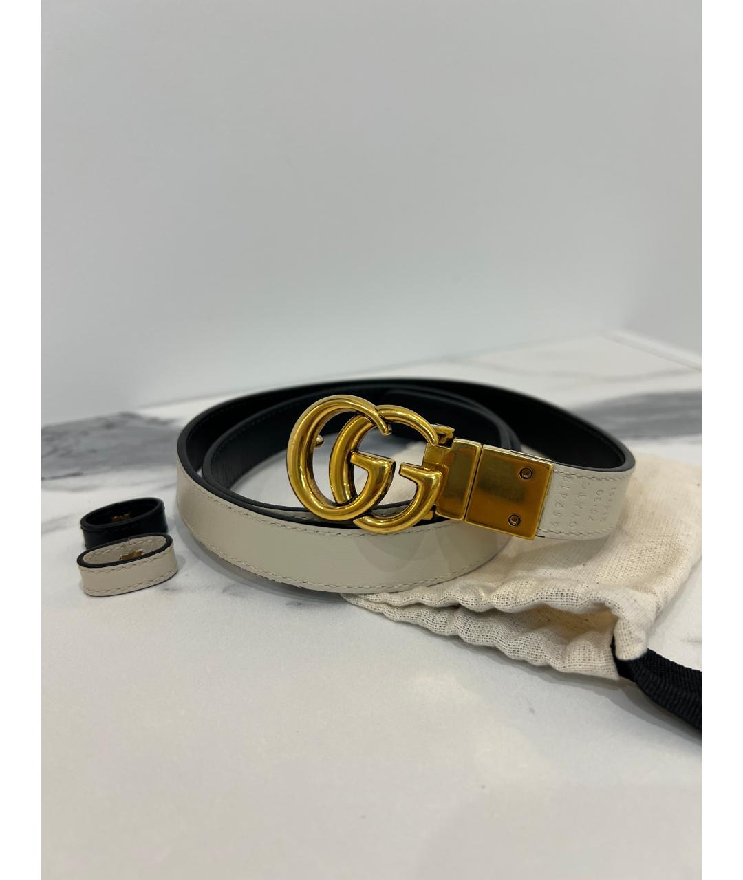 GUCCI Бежевый кожаный ремень, фото 4