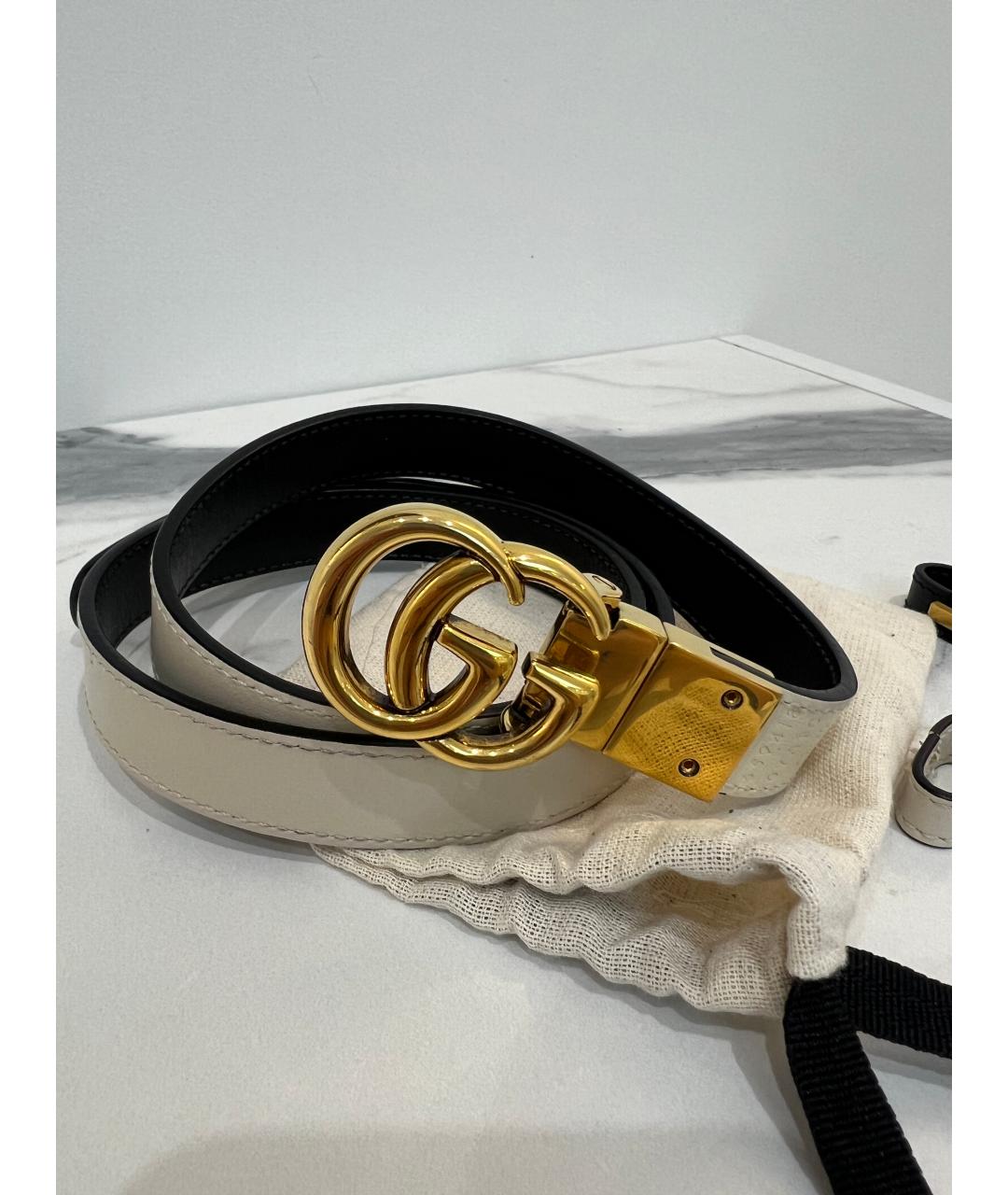 GUCCI Бежевый кожаный ремень, фото 3