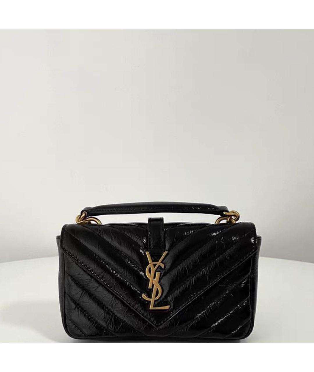 SAINT LAURENT Черная кожаная сумка через плечо, фото 2