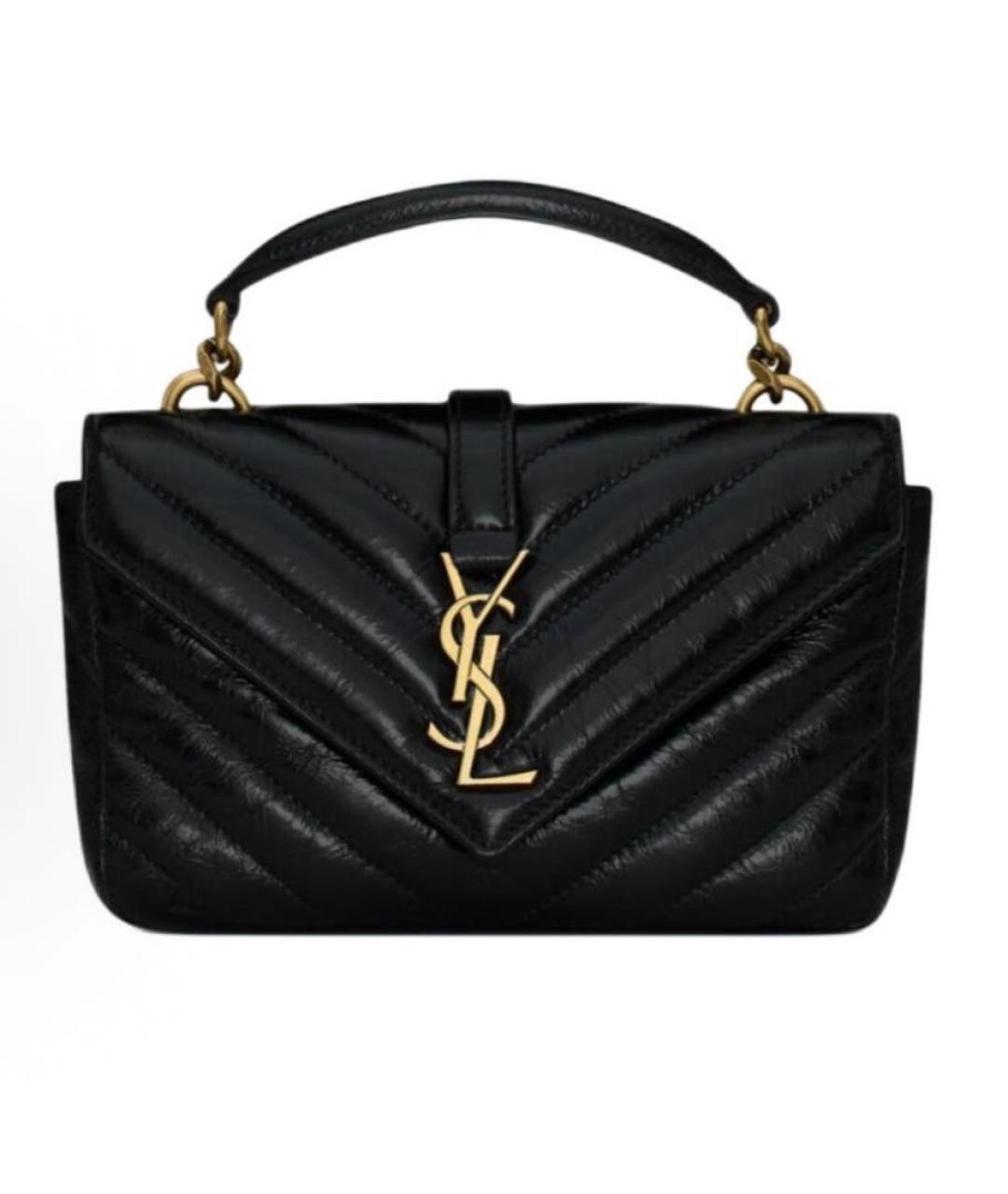 SAINT LAURENT Черная кожаная сумка через плечо, фото 1