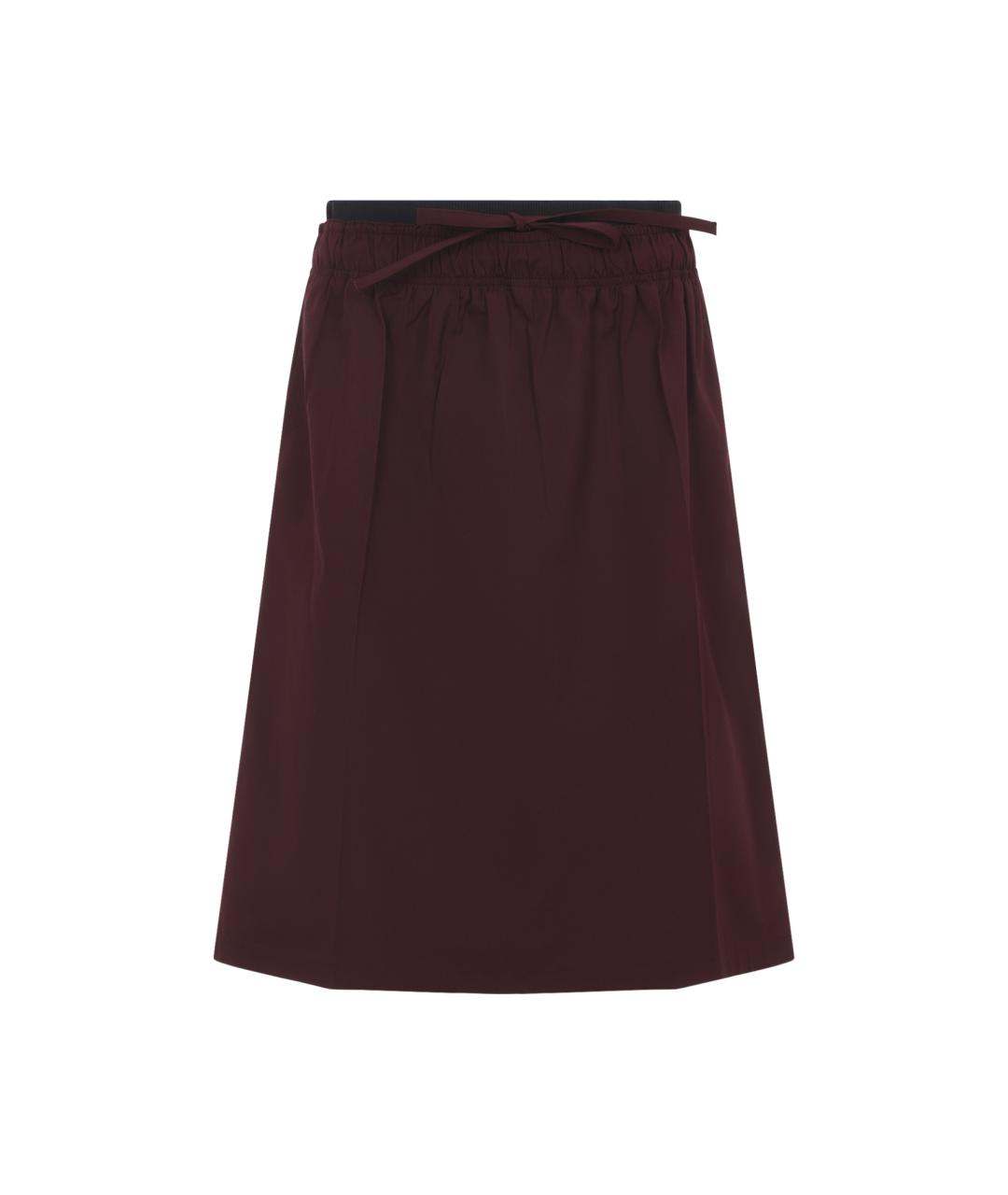 PRADA Бордовая полиэстеровая юбка миди, фото 1